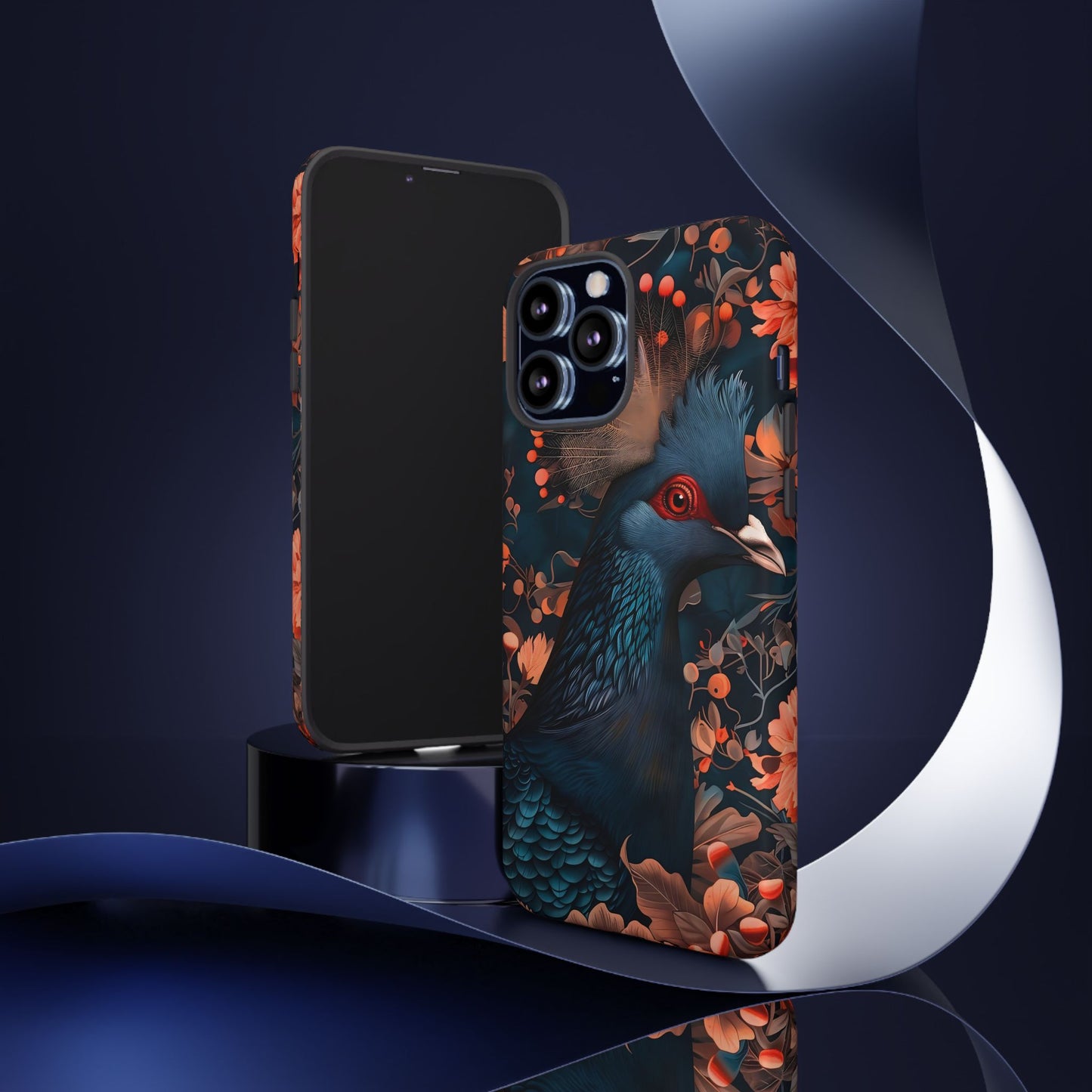 Vibrant Phone Case with Floral Peacock Design - Tough Cases, Artistic Phone Cover, Unique Gift for Nature Lovers, Stand Out Tech Accessory