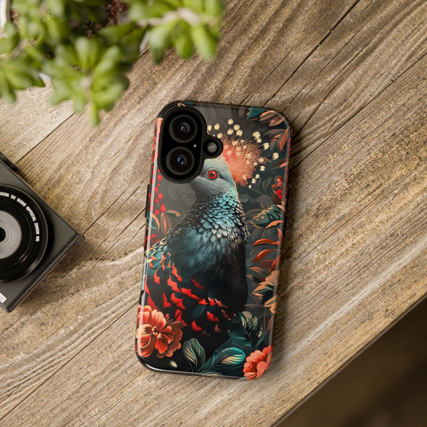 Floral Peacock Phone Case, Tough Cases, Artistic Phone Cover, Unique Gift, Nature Lover Accessory, Protective Case