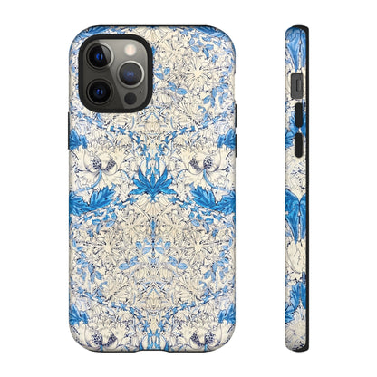 Elegant Floral Phone Case, Tough iPhone Cover, Stylish Mobile Protector, Blue Patterned Case, Unique Gift for Her