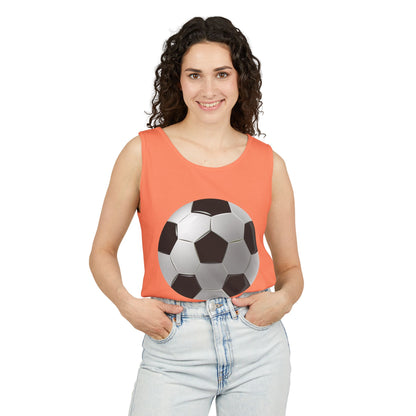 Unisex Garment-Dyed Tank Top - Dynamic Football Design - Sports Passion and Energy