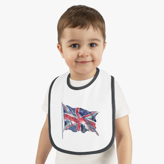 Baby Bib with UK Flag Design, Cute Baby Feeding Bib, Toddler Bib for Gifts, British Themed Baby Clothing, Baby Shower Essentials