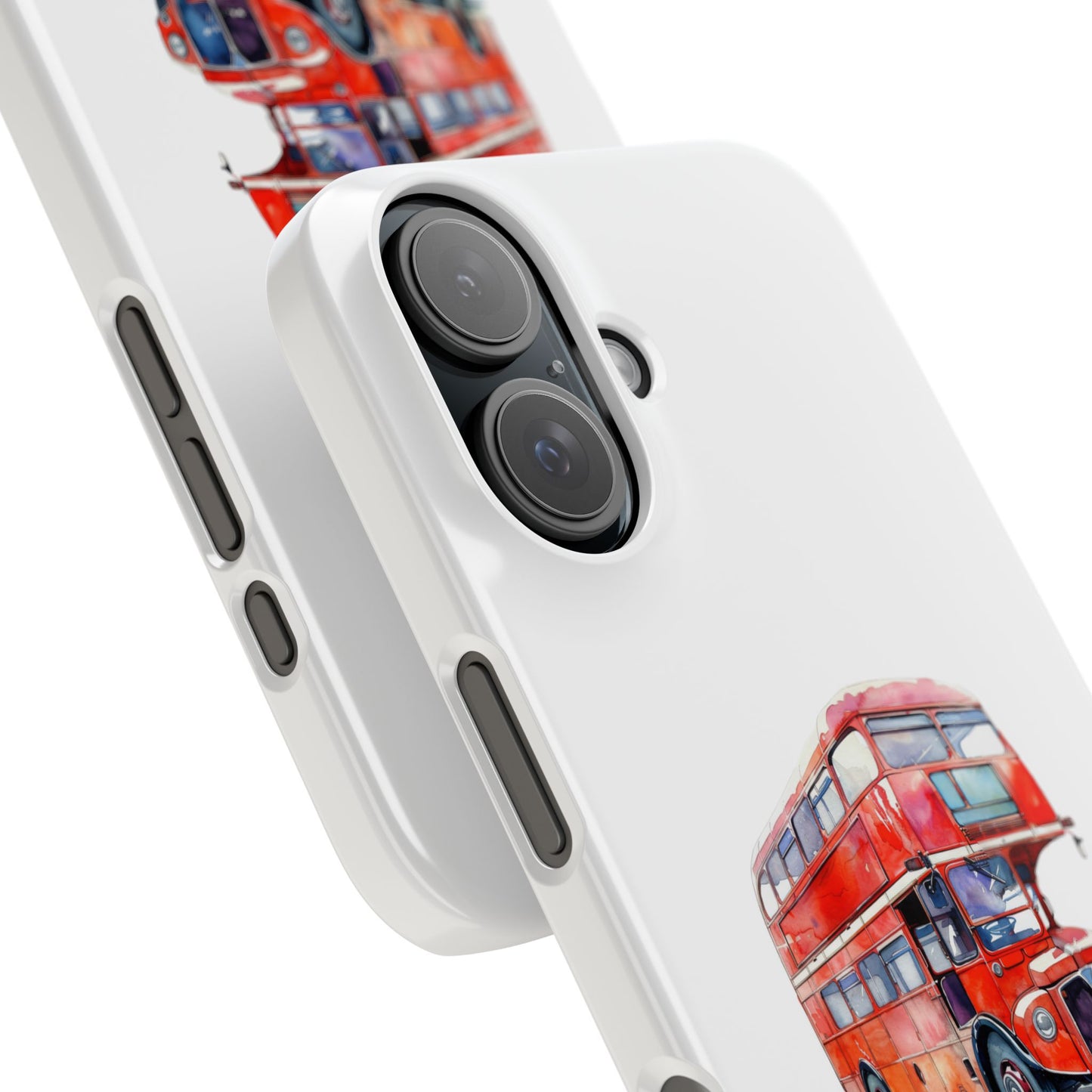 Vintage Double-Decker Bus Slim Phone Cases, Unique Bus Design, London Theme, Gift for Travelers, Phone Accessories, Holiday Gifts