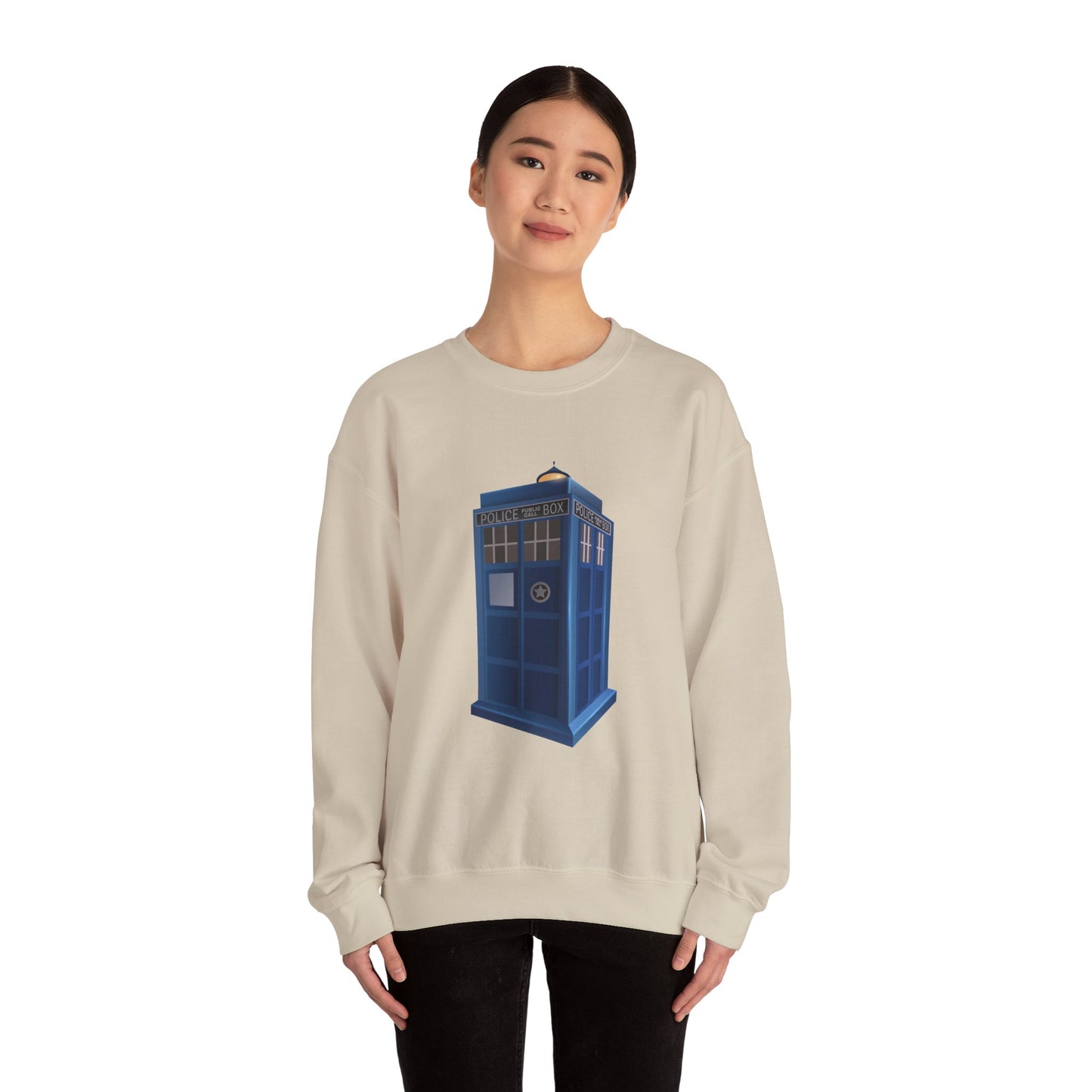 Unisex Heavy Blend™ Crewneck Sweatshirt - British Police Public Call Box - Iconic TARDIS Design