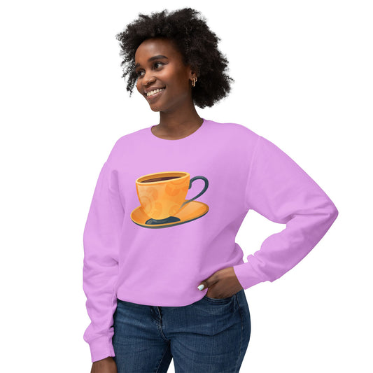Unisex Lightweight Crewneck Sweatshirt - Elegant British Tea Cup - Classic Tea Time Style