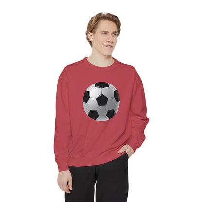 Unisex Garment-Dyed Sweatshirt Cozy - Energetic Football Sports Passion