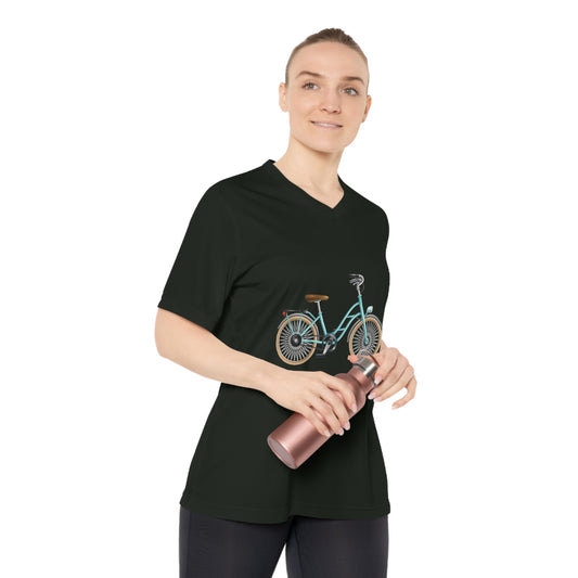 Women's V-Neck T-Shirt - Activewear for Cycling Enthusiasts - Bicycle Design