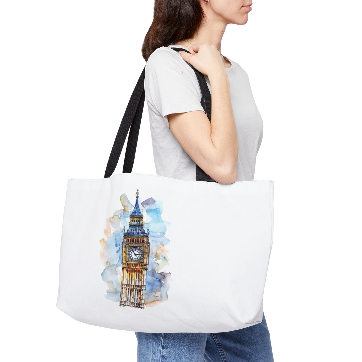London Landmark Weekender Tote Bag, Travel Bag, Beach Tote, Gym Tote, Gift for Her, Weekend Getaway Bag