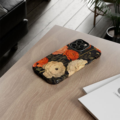 Floral Phone Case with Tough Protection, Blooming Ranunculus Design, Durable Cover, Gift for Flower Lovers, Eco-Friendly Phone Accessory