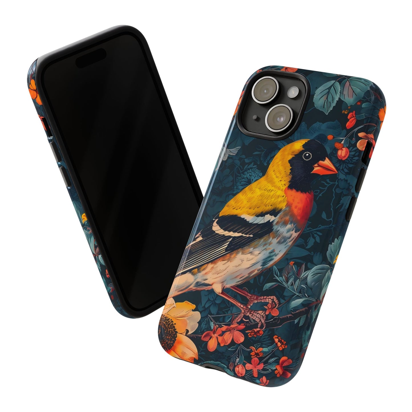 Colorful Bird Phone Case, Floral Phone Cover, Tough Phone Protector, Nature Lover Gift, Botanical Case, Unique Mobile Accessory