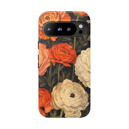 Floral Phone Case with Tough Protection, Blooming Ranunculus Design, Durable Cover, Gift for Flower Lovers, Eco-Friendly Phone Accessory