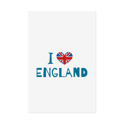 I Love England Rolled Poster - UK Travel Decor, Gift for Britains, Wall Art for Home, London Souvenir, Love England