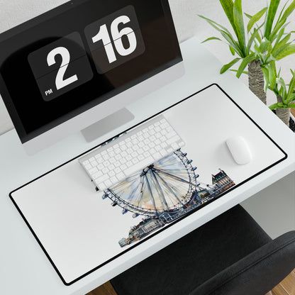 Elegant Cityscape Desk Mat with London Eye Design - Office Decor, Gift for Professionals, Home Office Accessory