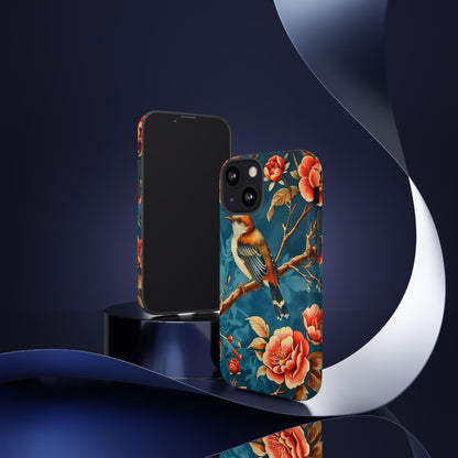 Bird & Floral Phone Case, Tough Cases for Nature Lovers, Gift for Her, Customizable Design, Vibrant Tech Accessories