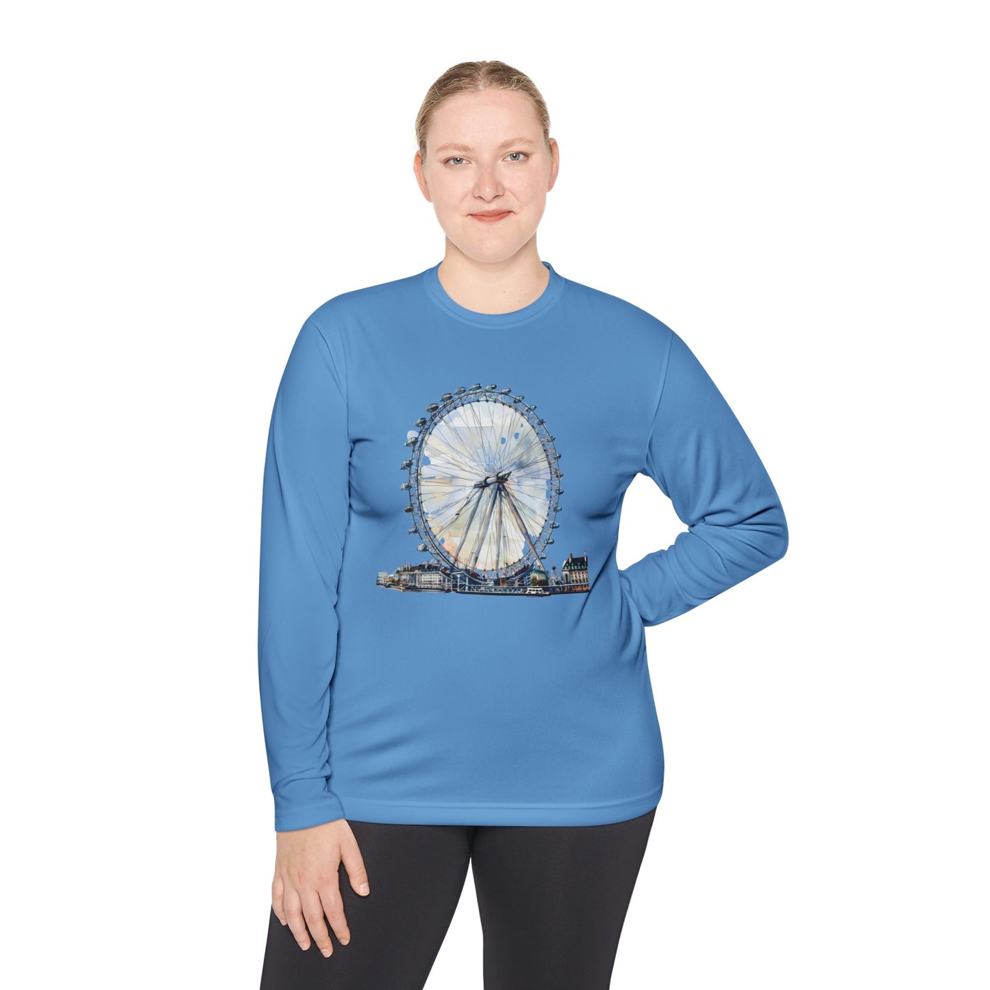 Unisex Lightweight Long Sleeve Tee - London Eye - Perfect for Travel Lovers