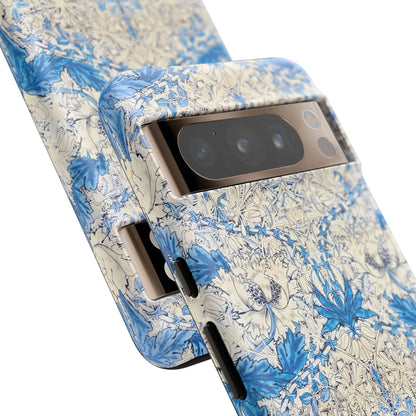 Elegant Floral Phone Case, Tough iPhone Cover, Stylish Mobile Protector, Blue Patterned Case, Unique Gift for Her