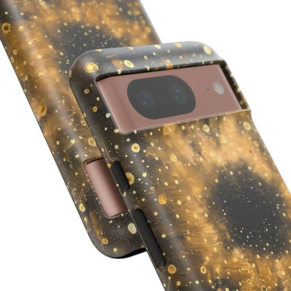 Stylish Phone Case with Golden Galaxy Design, Tough Phone Cover, Trendy Mobile Accessory, Gift for Space Lovers, Protective Phone Shell