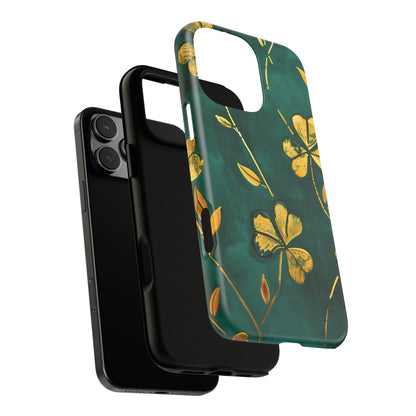 Floral Phone Case with Gold Accents, Tough Phone Cover, Stylish Phone Protector, Unique Gift for Her, Nature Lover Accessory