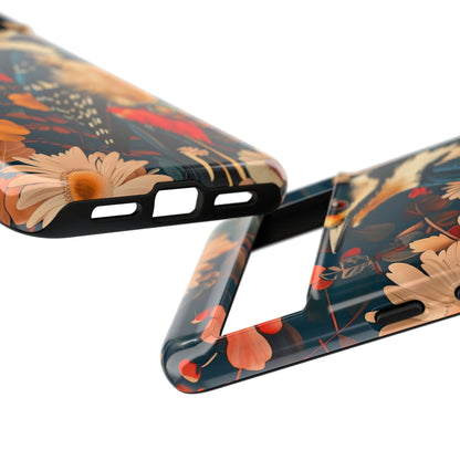 Artistic Bird Phone Case, Unique Tough Cases for Nature Lovers, Floral Design, Cute Gift, Customized Phone Accessories