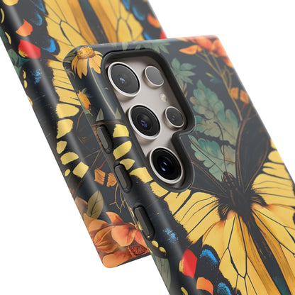 Butterfly Floral Phone Case, Art-inspire Tough Case, Gift for Nature Lovers, Butterfly Pattern Cover, Eco-Friendly Mobile Accessory