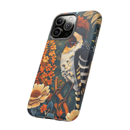 Tough Cases: Floral Bird Phone Case, Vintage Style Cover, Nature Lover Gift, Botanical Design, Spring Inspire Fashion