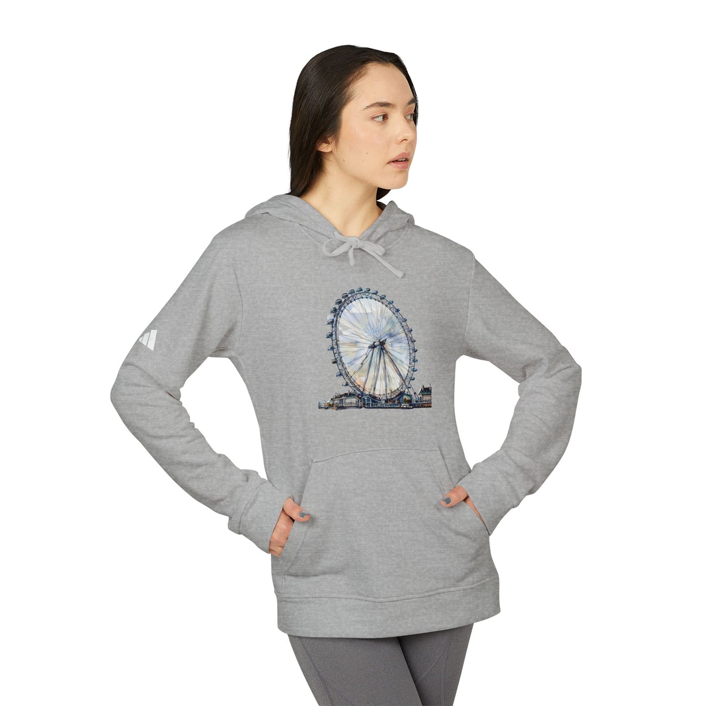 Adidas Unisex Fleece Hoodie - London Eye Design - Cozy Streetwear for City Lovers