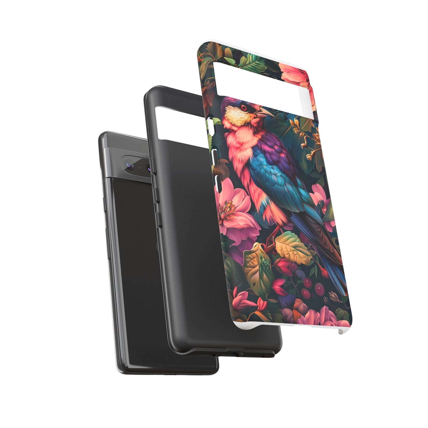 Tough Cases: Vibrant Tropical Bird Phone Case, Floral Smartphone Cover, Nature Lover Gift, Boho Phone Accessory, Cute Bird Case
