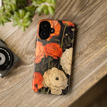 Floral Phone Case with Tough Protection, Blooming Ranunculus Design, Durable Cover, Gift for Flower Lovers, Eco-Friendly Phone Accessory