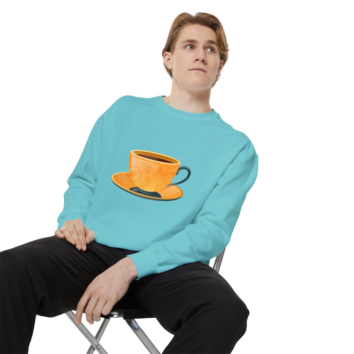 Unisex Garment-Dyed Sweatshirt Classy - Elegant British Tea Cup