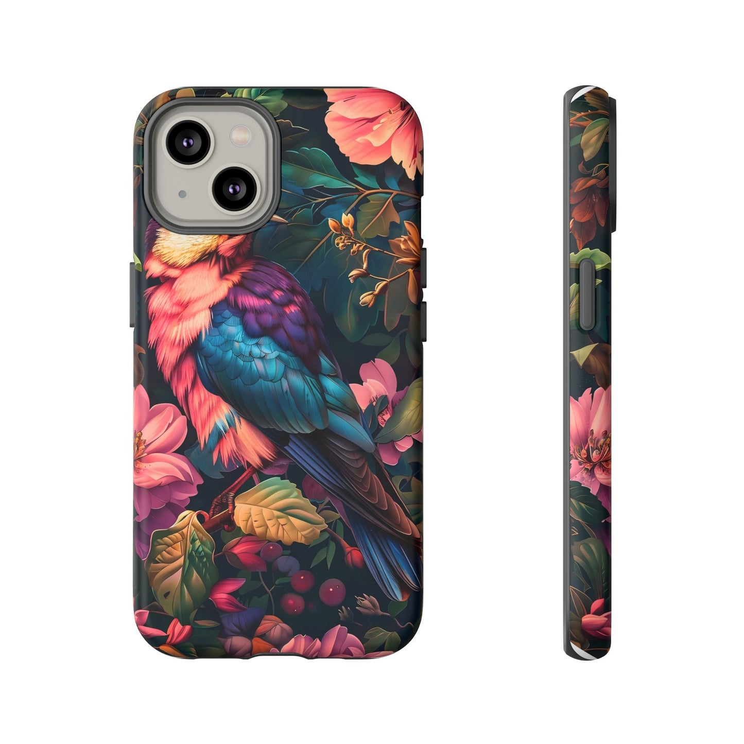 Tough Cases: Vibrant Tropical Bird Phone Case, Floral Smartphone Cover, Nature Lover Gift, Boho Phone Accessory, Cute Bird Case