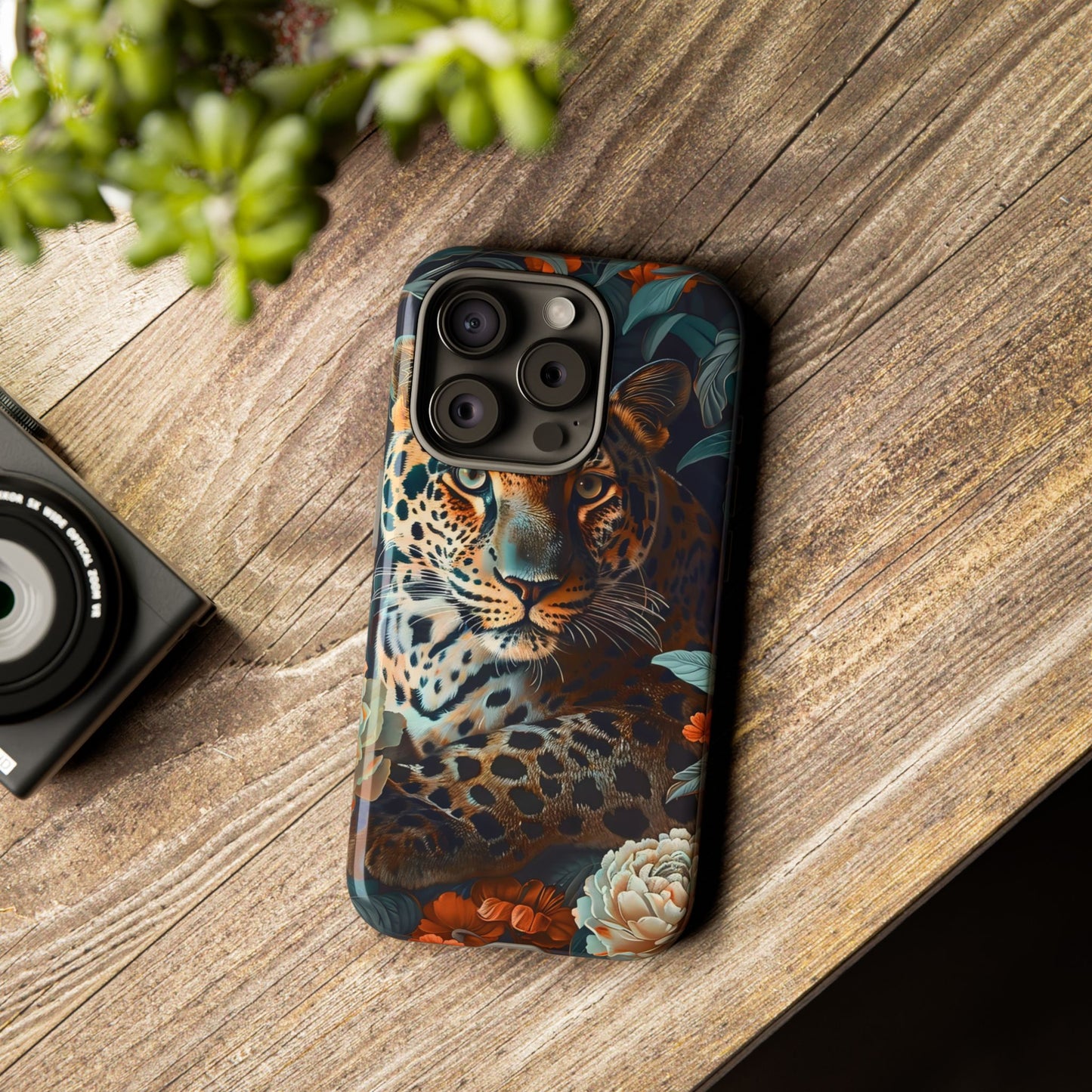 Wildlife Phone Case with Leopard Design | Tough Cases, Animal Prints, Floral Phone Cover, Gift for Nature Lovers, Unique Phone Accessories