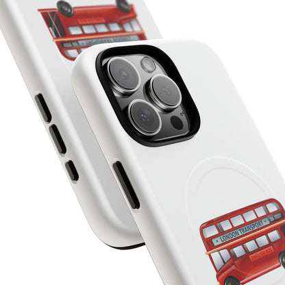 London Bus Tough Magnetic Case, iPhone Protector, Unique Phone Cover, Gifts for Travelers, Durable Mobile Case
