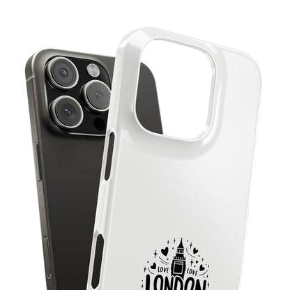 London Love Slim Phone Case - Perfect for Travelers, Gifts, London Souvenir, Minimalist Tech Accessory, Chic Cellphone Cover