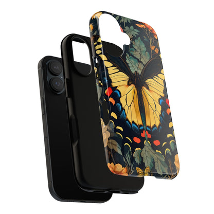 Butterfly Floral Phone Case, Art-inspire Tough Case, Gift for Nature Lovers, Butterfly Pattern Cover, Eco-Friendly Mobile Accessory