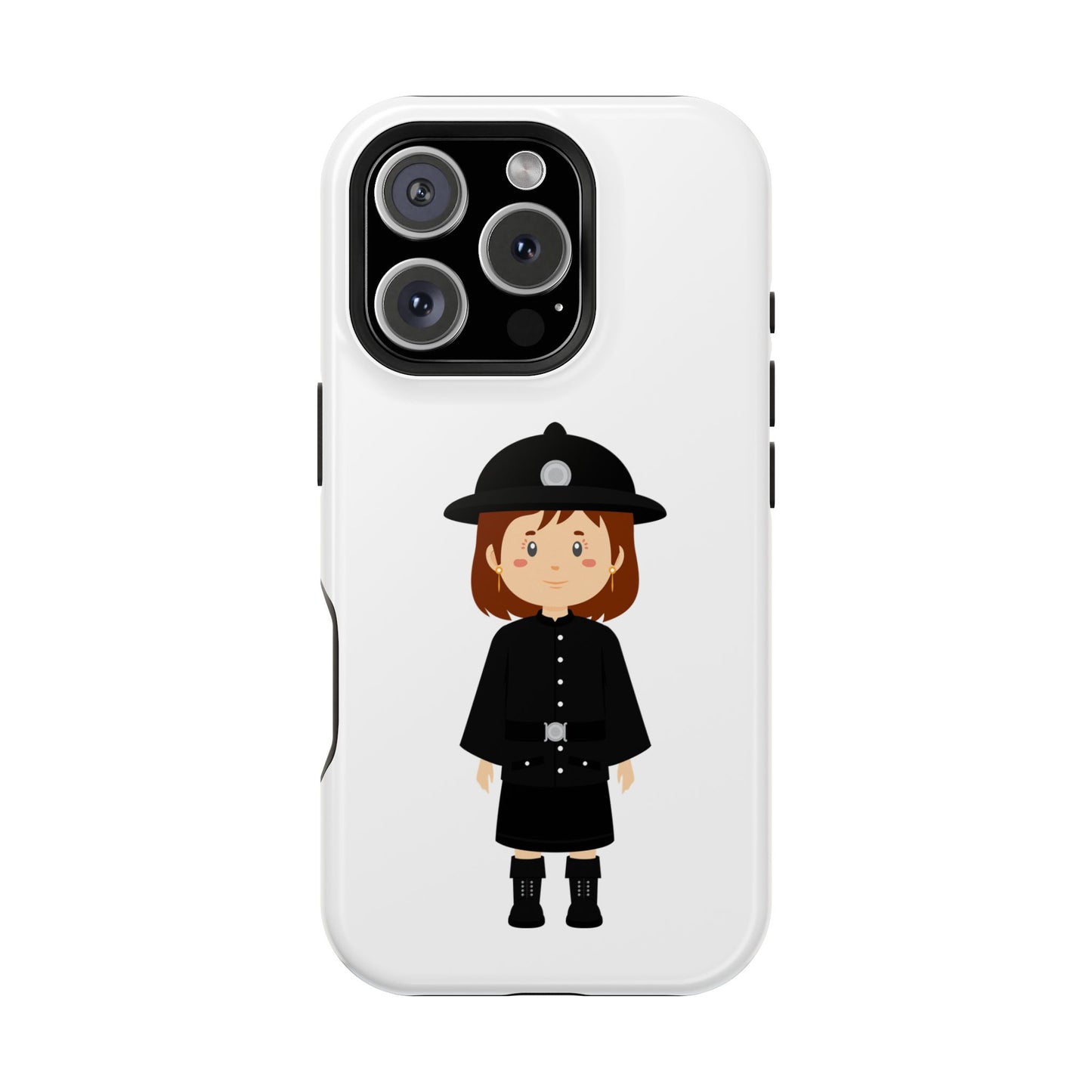 Cute Police Officer Magnetic Tough Case for iPhone, Gift for Police Lovers, Kid's Phone Case, Durable Protector, Fun Design