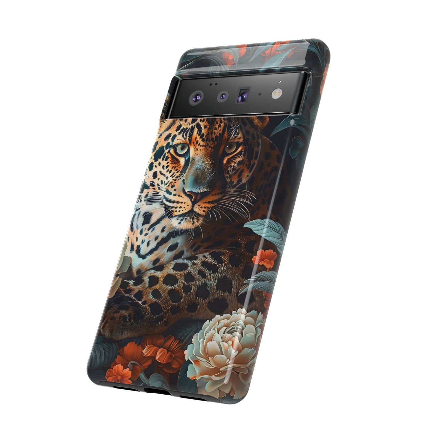 Wildlife Phone Case with Leopard Design | Tough Cases, Animal Prints, Floral Phone Cover, Gift for Nature Lovers, Unique Phone Accessories