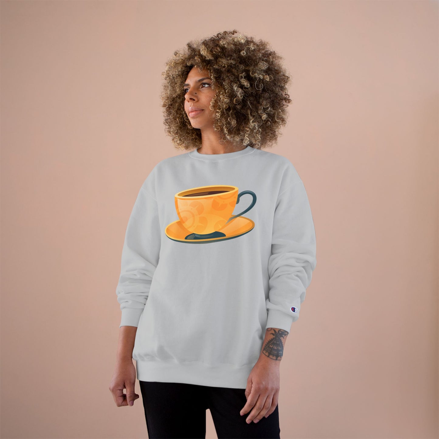 Champion Sweatshirt - Elegant British Tea Cup - Classic Tea Time Style