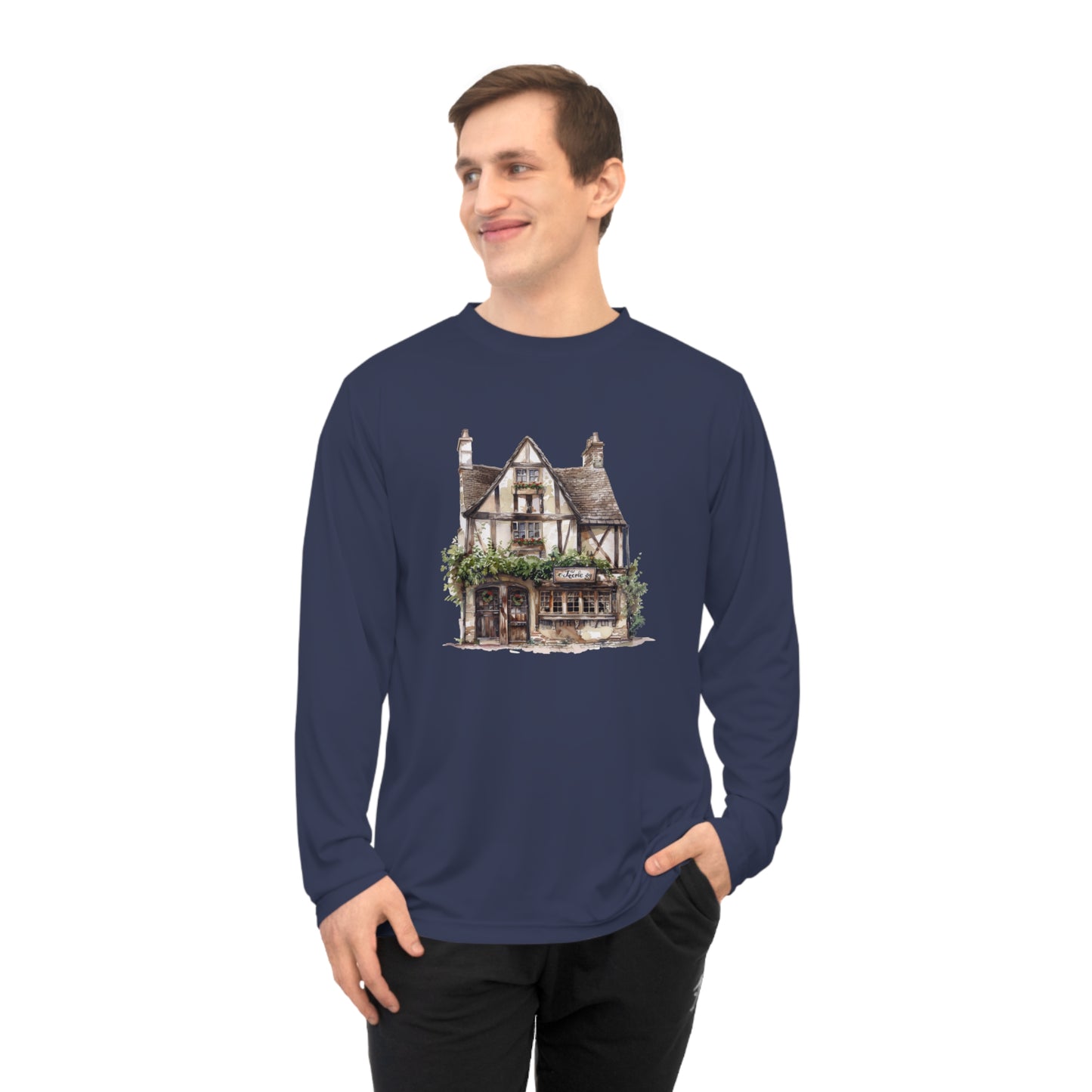 Unisex Performance Long Sleeve Shirt - Classic British Abode - Where Tradition Meets Comfort