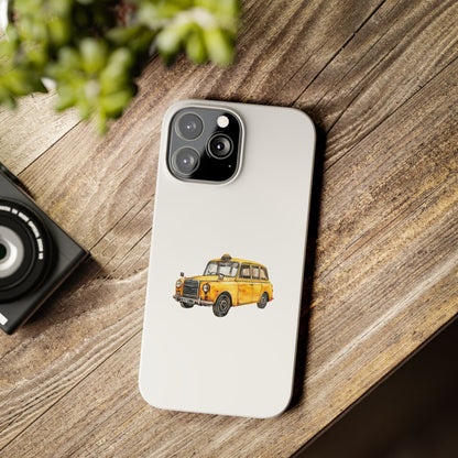 Vintage Yellow Taxi Slim Phone Case, NYC Taxi Accessory, Perfect Gift for Travelers, Phone Protection, Car Enthusiasts, Urban Style