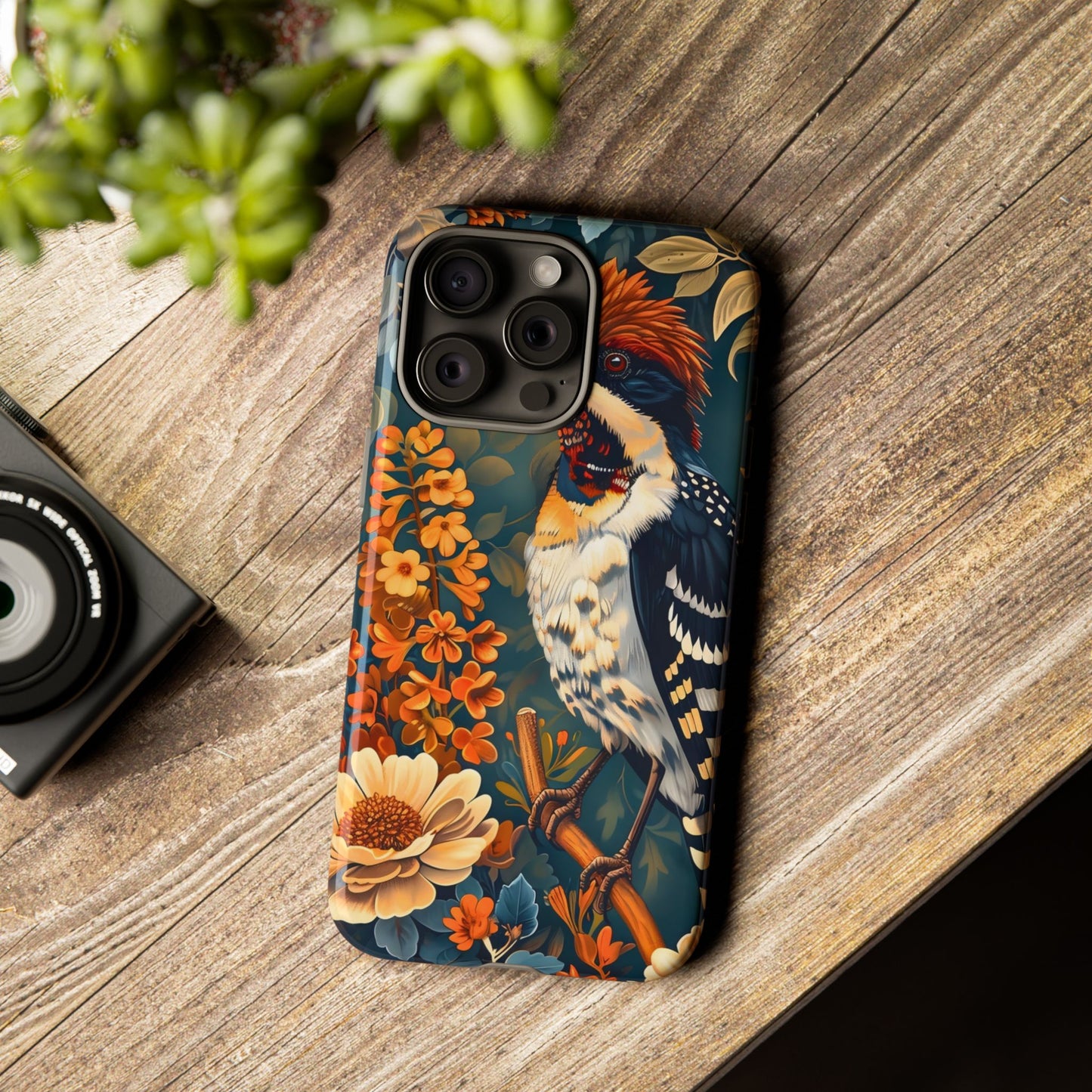 Tough Cases: Floral Bird Phone Case, Vintage Style Cover, Nature Lover Gift, Botanical Design, Spring Inspire Fashion