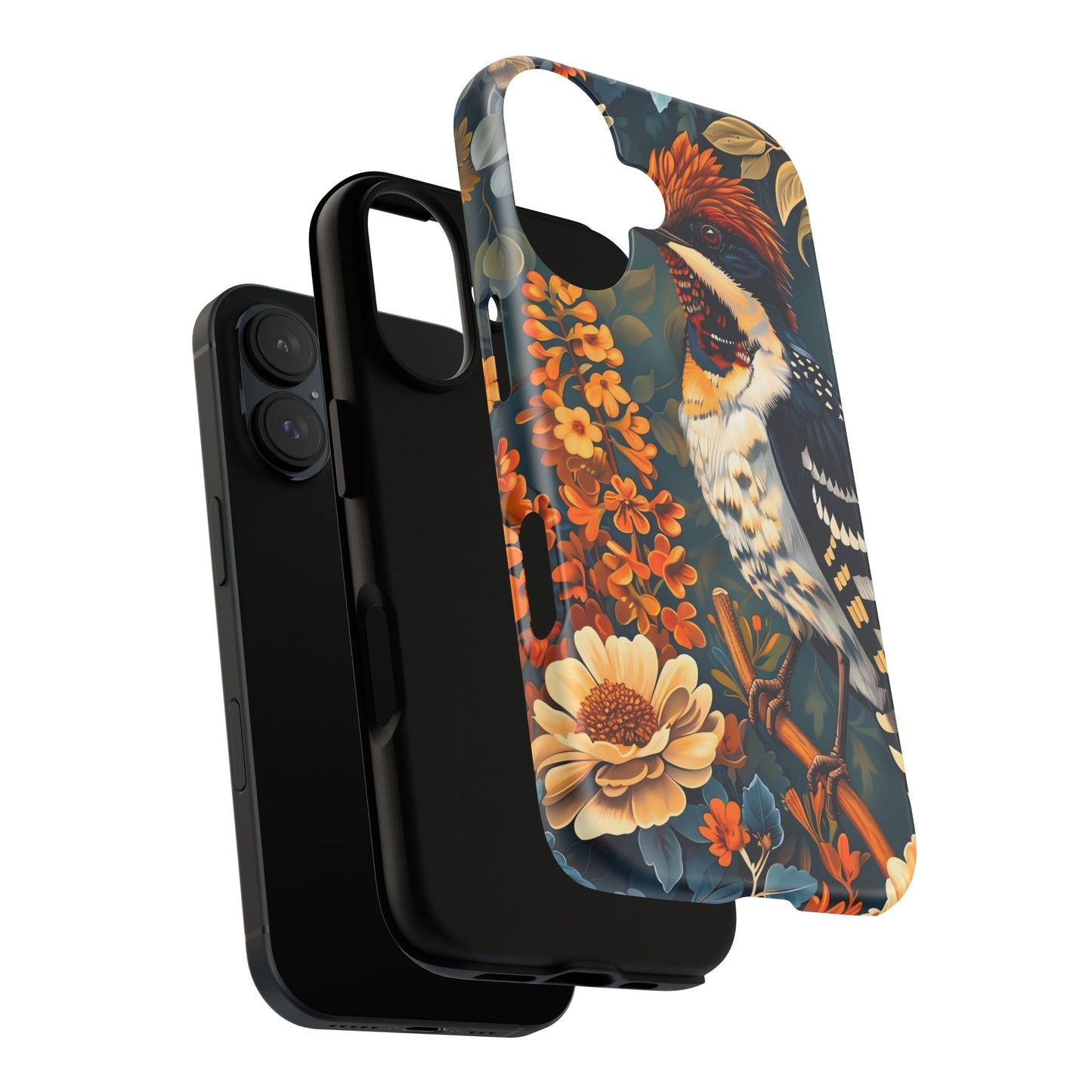 Tough Cases: Floral Bird Phone Case, Vintage Style Cover, Nature Lover Gift, Botanical Design, Spring Inspire Fashion