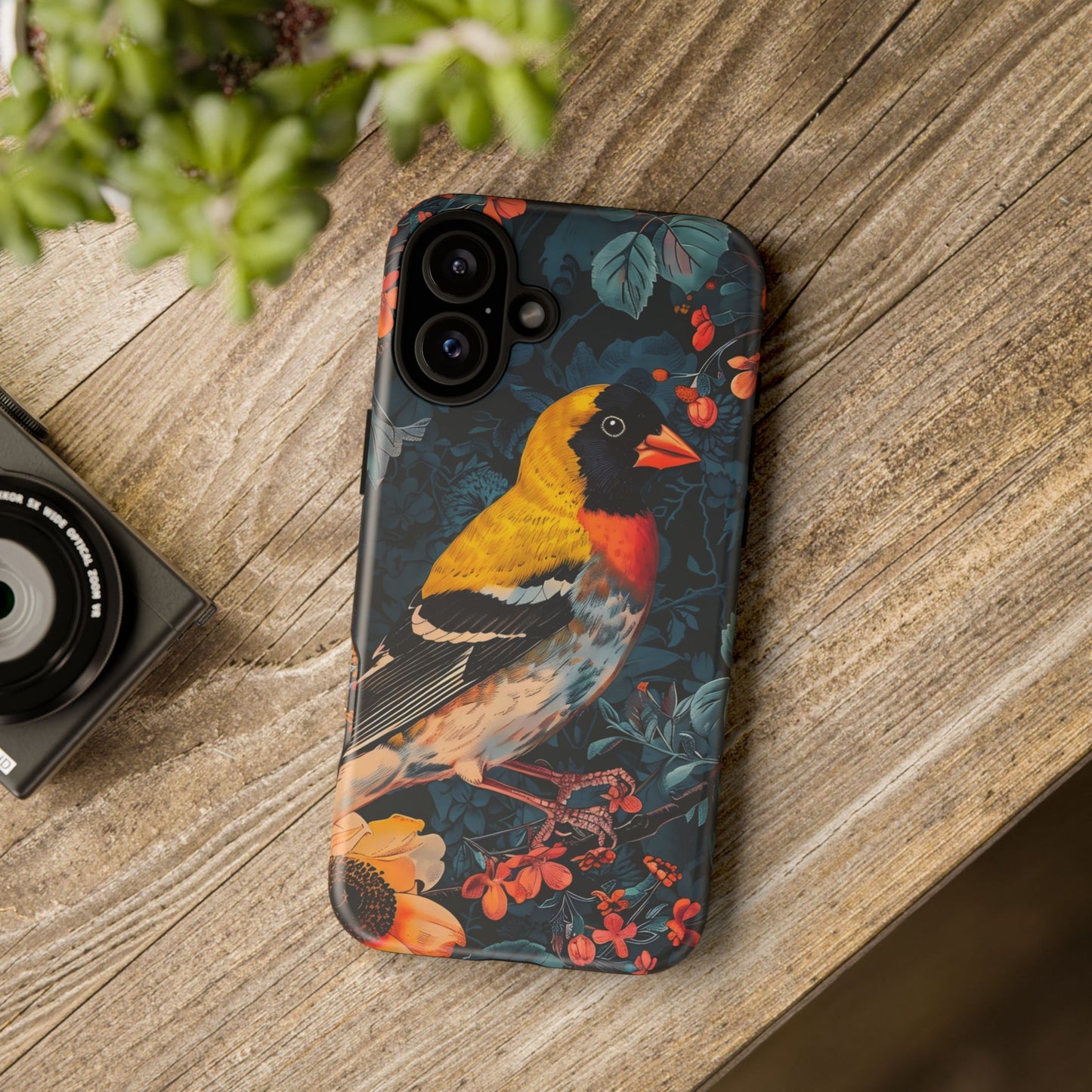 Colorful Bird Phone Case, Floral Phone Cover, Tough Phone Protector, Nature Lover Gift, Botanical Case, Unique Mobile Accessory