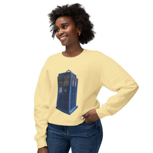 Unisex Lightweight Crewneck Sweatshirt - British Police Public Call Box - Iconic TARDIS Design