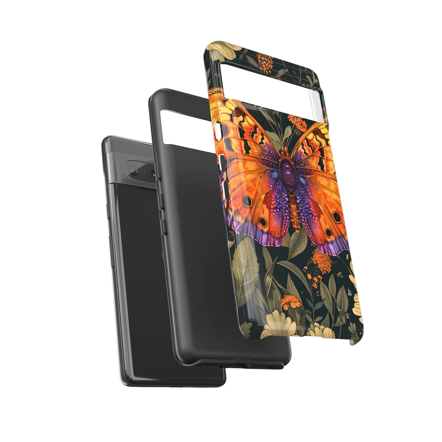 Butterfly Phone Case, Tough Cases for Nature Lovers, Vibrant Floral Design, Gift for Her, Cute Phone Accessories, Butterfly Artwork