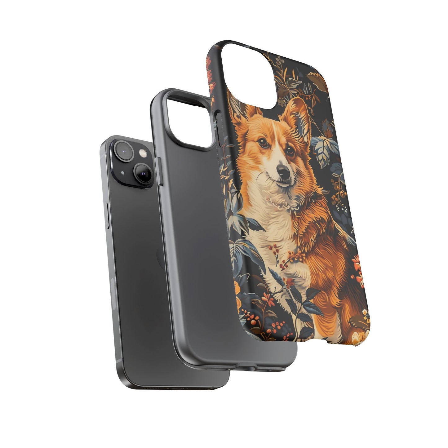 Corgi Floral Phone Case - Tough Cases for Dog Lovers, Cute Pet Accessories, Gift for Dog Owners, Floral Design, Personalized Tech Cover