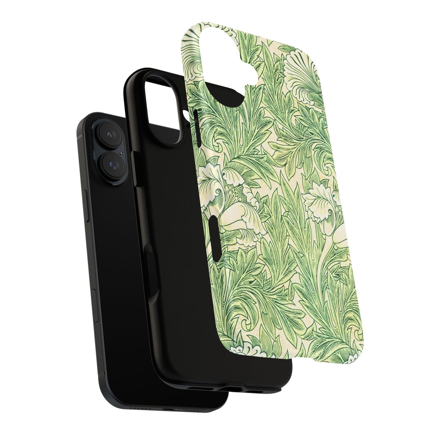 Green Floral Phone Case, Botanical iPhone Cover, Tough Phone Shell, Nature-inspired Gift, Eco-friendly Tech Accessory