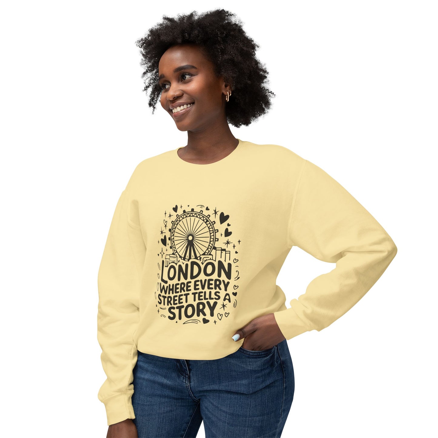 Unisex Lightweight Crewneck Sweatshirt - London Story Telling Streets