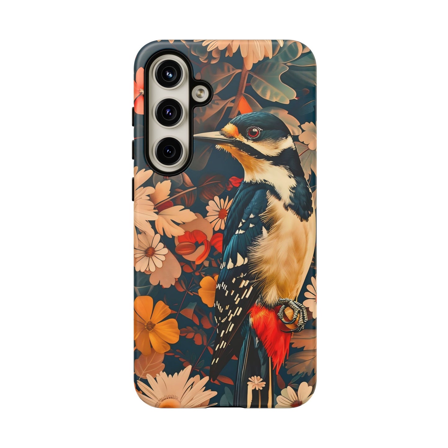 Artistic Bird Phone Case, Unique Tough Cases for Nature Lovers, Floral Design, Cute Gift, Customized Phone Accessories