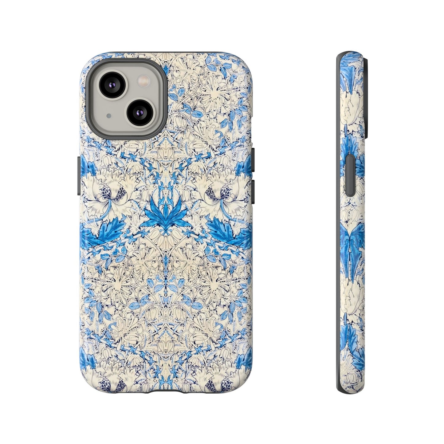 Elegant Floral Phone Case, Tough iPhone Cover, Stylish Mobile Protector, Blue Patterned Case, Unique Gift for Her