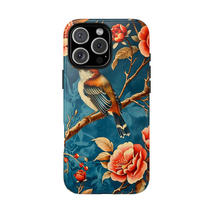 Bird & Floral Phone Case, Tough Cases for Nature Lovers, Gift for Her, Customizable Design, Vibrant Tech Accessories