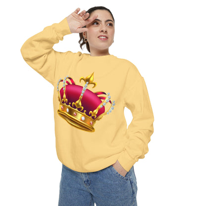 Unisex Garment-Dyed Sweatshirt - British Royal Crown Design
